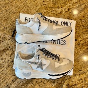 Golden Goose Running Sole Silver Glitter Star